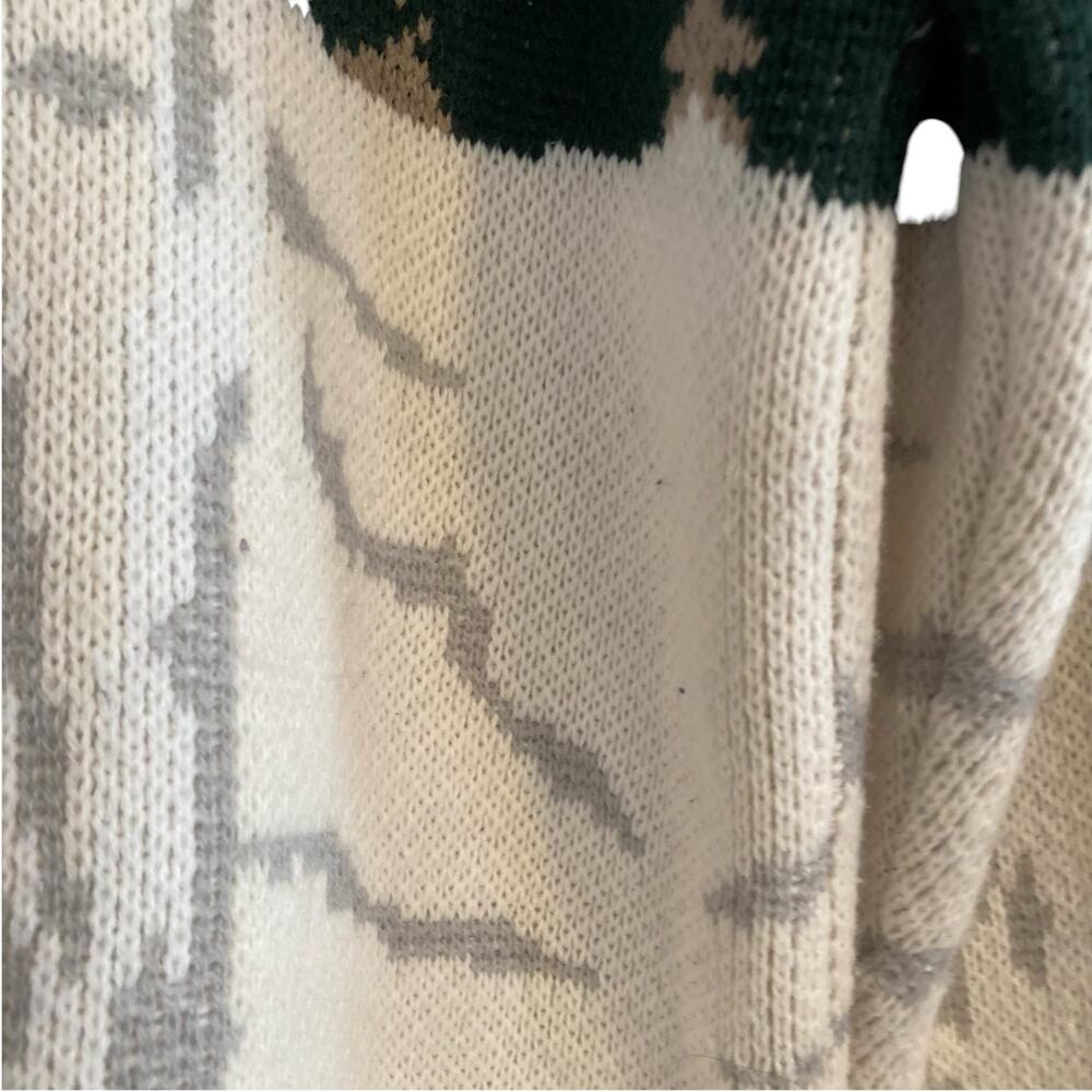 Vintage 90s Winter Forest Scene Cardigan Birch Trees Sz M - Picture 13 of 15